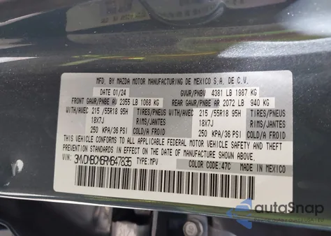 2024 Mazda Cx-30 2.5 S Carbon Edition z USA, uszkodzony, nr VIN 3MVDMBCM6RM647835